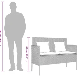 Loungebanken-vidaXL - Tuinbank met kussens - Lichgrijs - Poly rattan - 113x61x87 cm