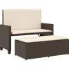 Tuinbanken-vidaXL - Tuinbank met kussens en voetenbank - Bruin - Poly rattan - 122x55x97 cm