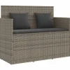 Loungebanken-vidaXL - Tuinbank met kussens - Grijs - Poly rattan - 120x50x90.5 cm