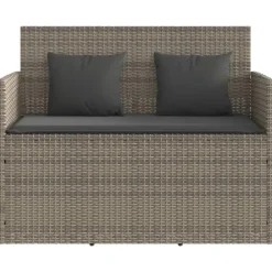 Loungebanken-vidaXL - Tuinbank met kussens - Grijs - Poly rattan - 120x50x90.5 cm