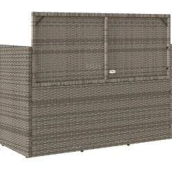 Loungebanken-vidaXL - Tuinbank met kussens - Grijs - Poly rattan - 120x50x90.5 cm