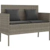 Loungebanken-vidaXL - Tuinbank met kussens - Grijs - Poly rattan - 113x61x87 cm