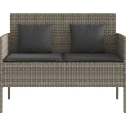 Loungebanken-vidaXL - Tuinbank met kussens - Grijs - Poly rattan - 113x61x87 cm