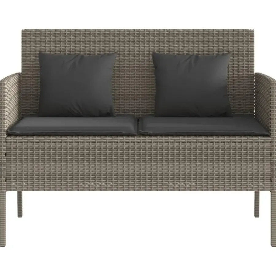 Loungebanken-vidaXL - Tuinbank met kussens - Grijs - Poly rattan - 113x61x87 cm