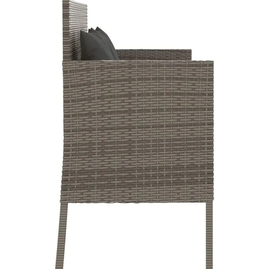 Loungebanken-vidaXL - Tuinbank met kussens - Grijs - Poly rattan - 113x61x87 cm