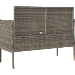 Loungebanken-vidaXL - Tuinbank met kussens - Grijs - Poly rattan - 113x61x87 cm