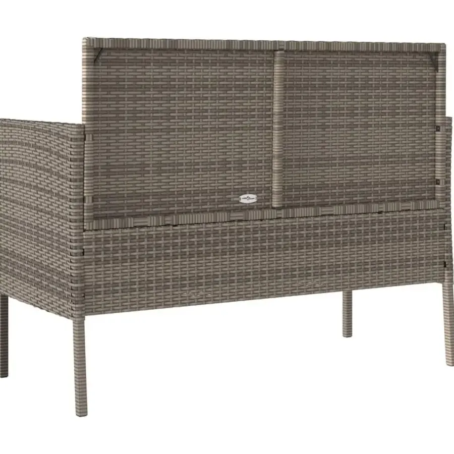 Loungebanken-vidaXL - Tuinbank met kussens - Grijs - Poly rattan - 113x61x87 cm