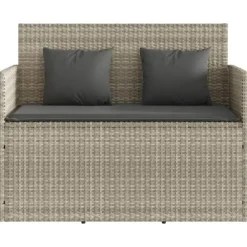 Loungebanken-vidaXL - Tuinbank met kussens - Lichgrijs - Poly rattan - 120x50x90.5 cm