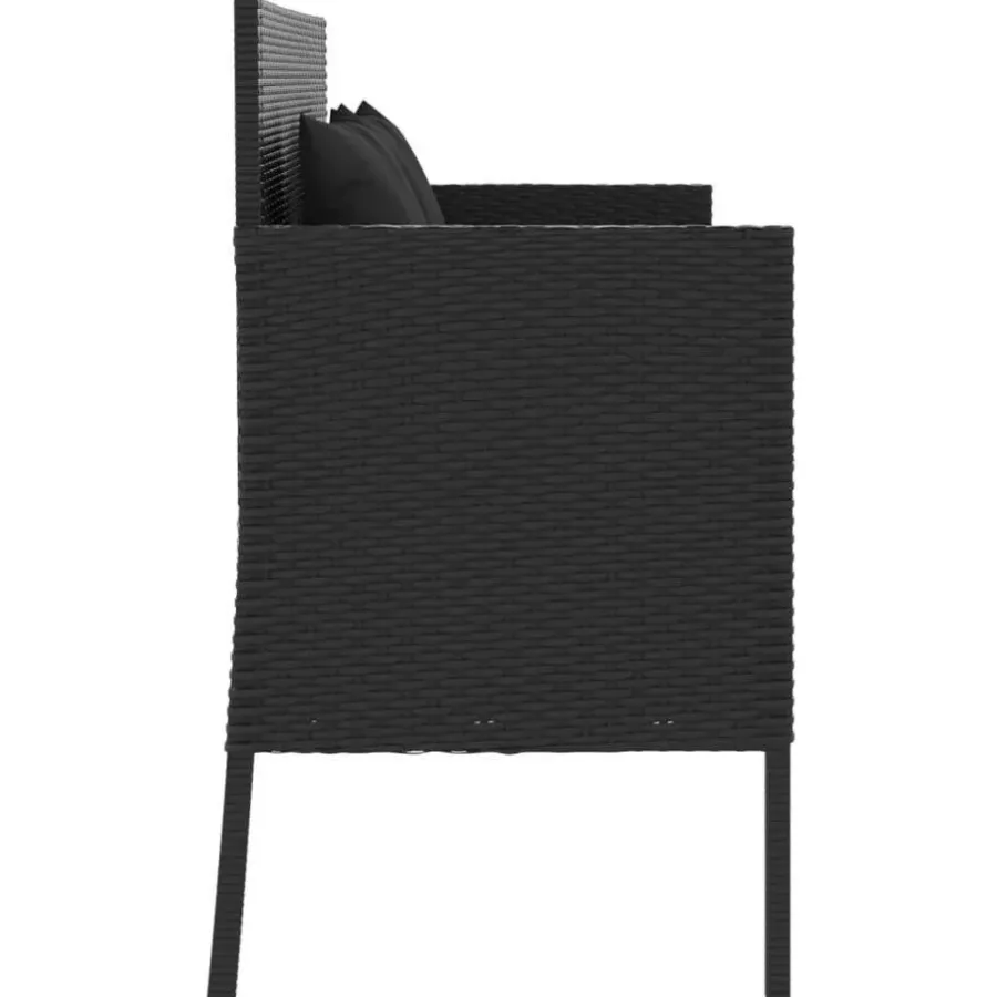 vidaXL - Tuinbank met kussens - Zwart - Poly rattan - 113x61x87 cm