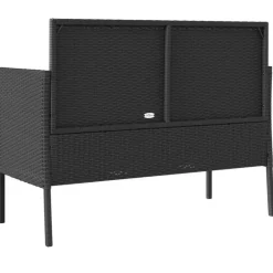 vidaXL - Tuinbank met kussens - Zwart - Poly rattan - 113x61x87 cm
