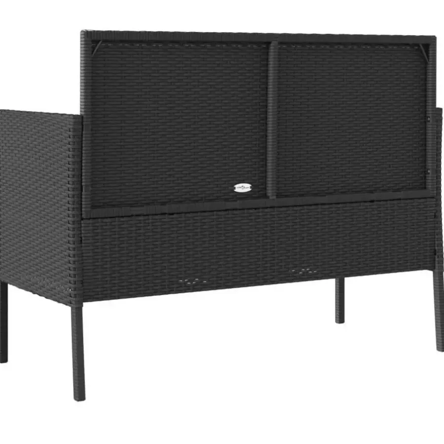 vidaXL - Tuinbank met kussens - Zwart - Poly rattan - 113x61x87 cm