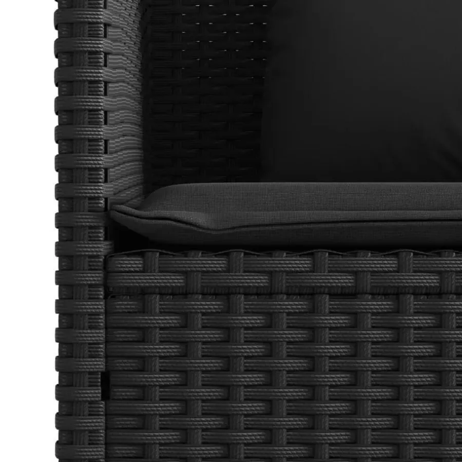 vidaXL - Tuinbank met kussens - Zwart - Poly rattan - 113x61x87 cm