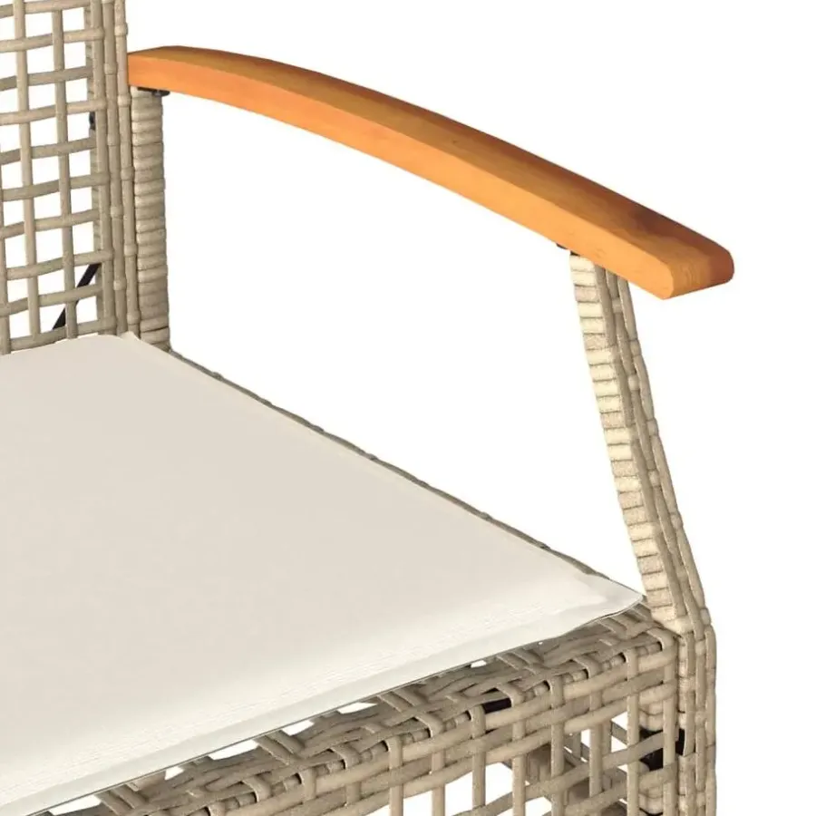 Loungebanken-vidaXL - Tuinbank met kussen - Beige - Poly rattan en acaciahout - 108x57x85 cm