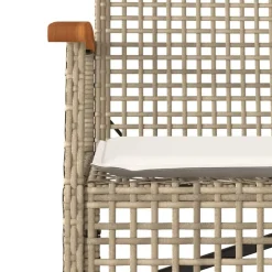 Loungebanken-vidaXL - Tuinbank met kussen - Beige - Poly rattan en acaciahout - 108x57x85 cm