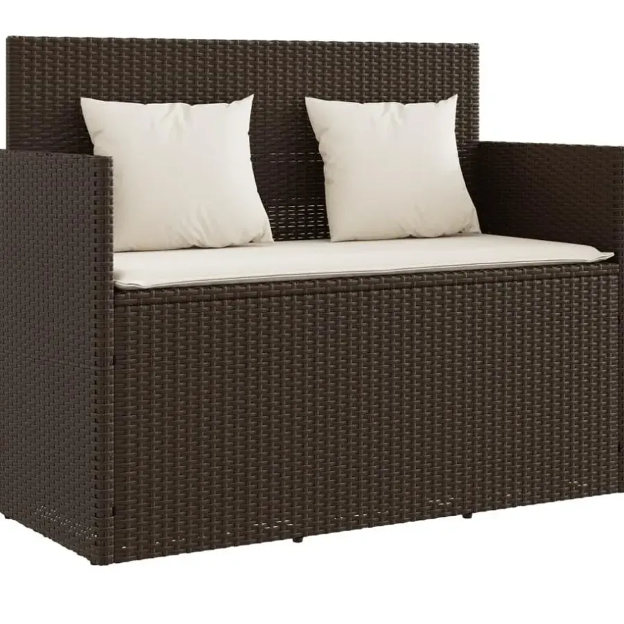 vidaXL - Tuinbank met kussens - Bruin - Poly rattan - 120x50x90.5 cm
