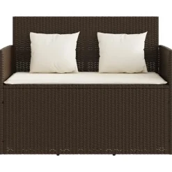 vidaXL - Tuinbank met kussens - Bruin - Poly rattan - 120x50x90.5 cm