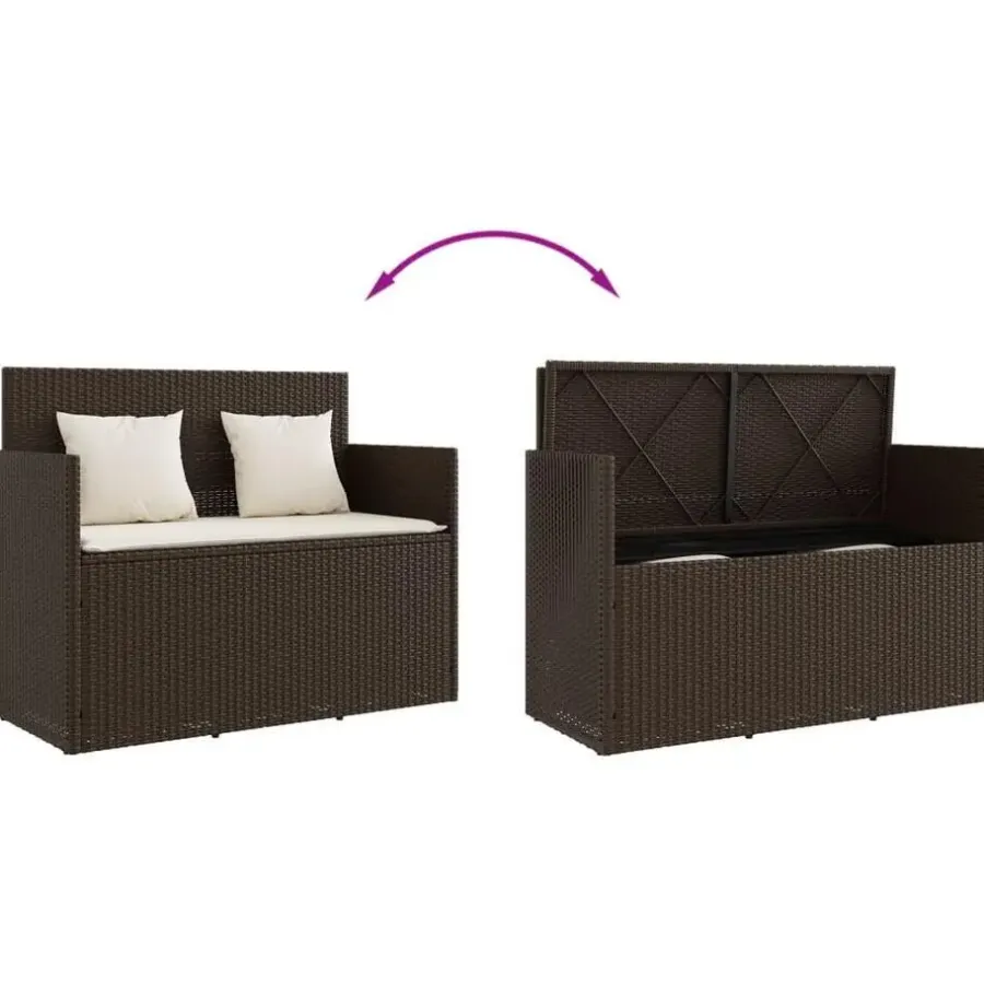 vidaXL - Tuinbank met kussens - Bruin - Poly rattan - 120x50x90.5 cm