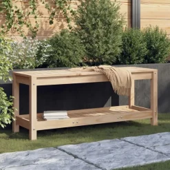 Tuinbanken-vidaXL - Tuinbank met opbergruimte - Naturel - Massief grenenhout - 108x35x45 cm