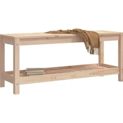 Tuinbanken-vidaXL - Tuinbank met opbergruimte - Naturel - Massief grenenhout - 108x35x45 cm