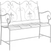 vidaXL - Tuinbank met sprankelend ontwerp - Wit - Staal - 104x54x93 cm