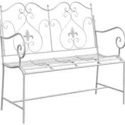vidaXL - Tuinbank met sprankelend ontwerp - Wit - Staal - 104x54x93 cm