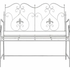 vidaXL - Tuinbank met sprankelend ontwerp - Wit - Staal - 104x54x93 cm