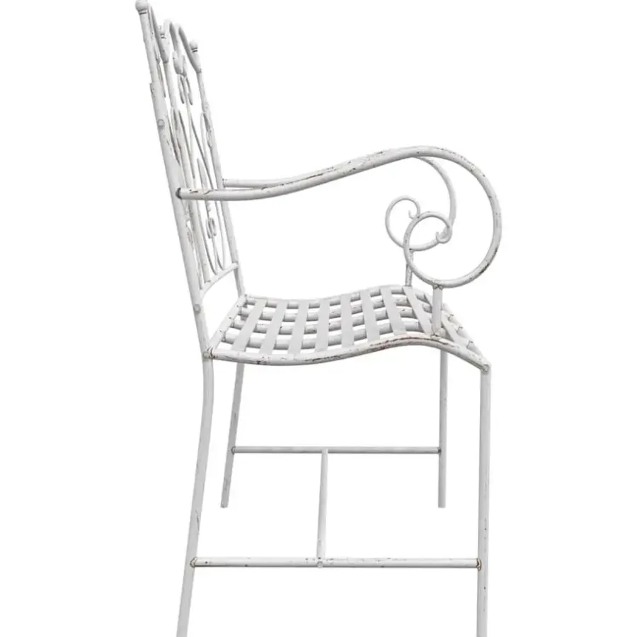 vidaXL - Tuinbank met sprankelend ontwerp - Wit - Staal - 104x54x93 cm