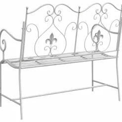 vidaXL - Tuinbank met sprankelend ontwerp - Wit - Staal - 104x54x93 cm
