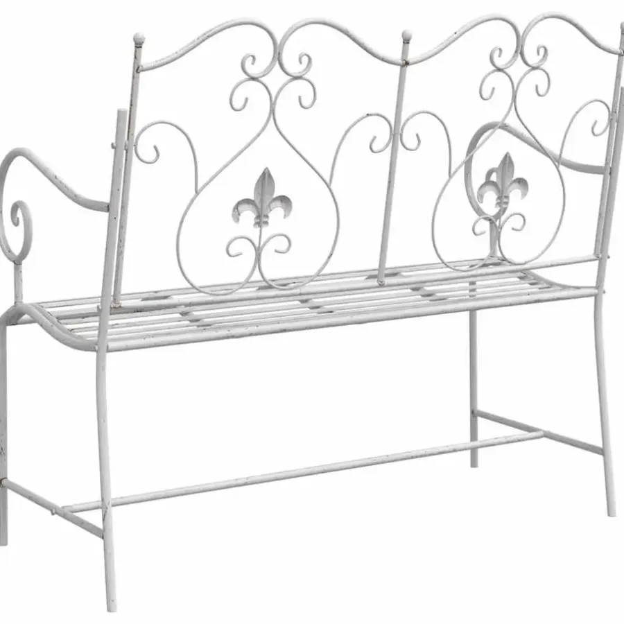 vidaXL - Tuinbank met sprankelend ontwerp - Wit - Staal - 104x54x93 cm