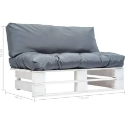 Loungebanken-vidaXL - Tuinbank pallet - Grijs - Geïmpregneerd grenenhout - Met kussens