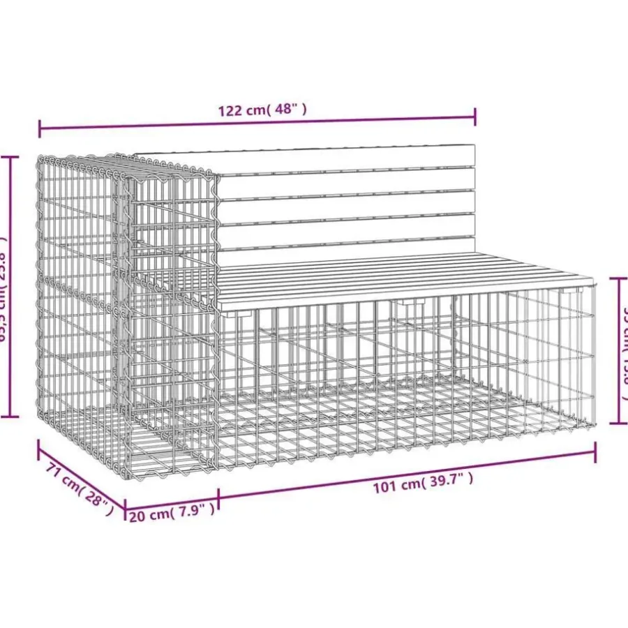 vidaXL - Tuinbank schanskorfontwerp - Massief grenenhout - 122x71x65,5 cm