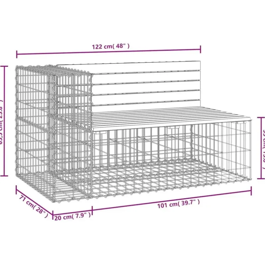 vidaXL - Tuinbank schanskorfontwerp - Geïmpregneerd grenenhout - 122x71x65,5 cm
