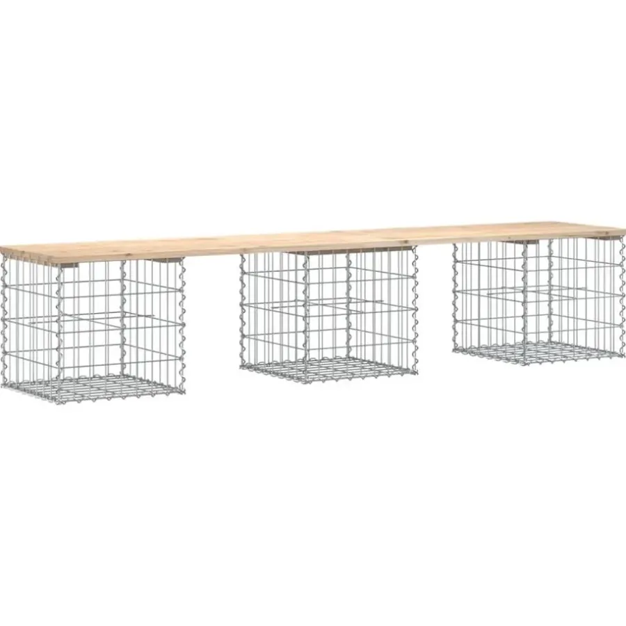 vidaXL - Tuinbank schanskorfontwerp - Massief grenenhout - 203x44x42 cm