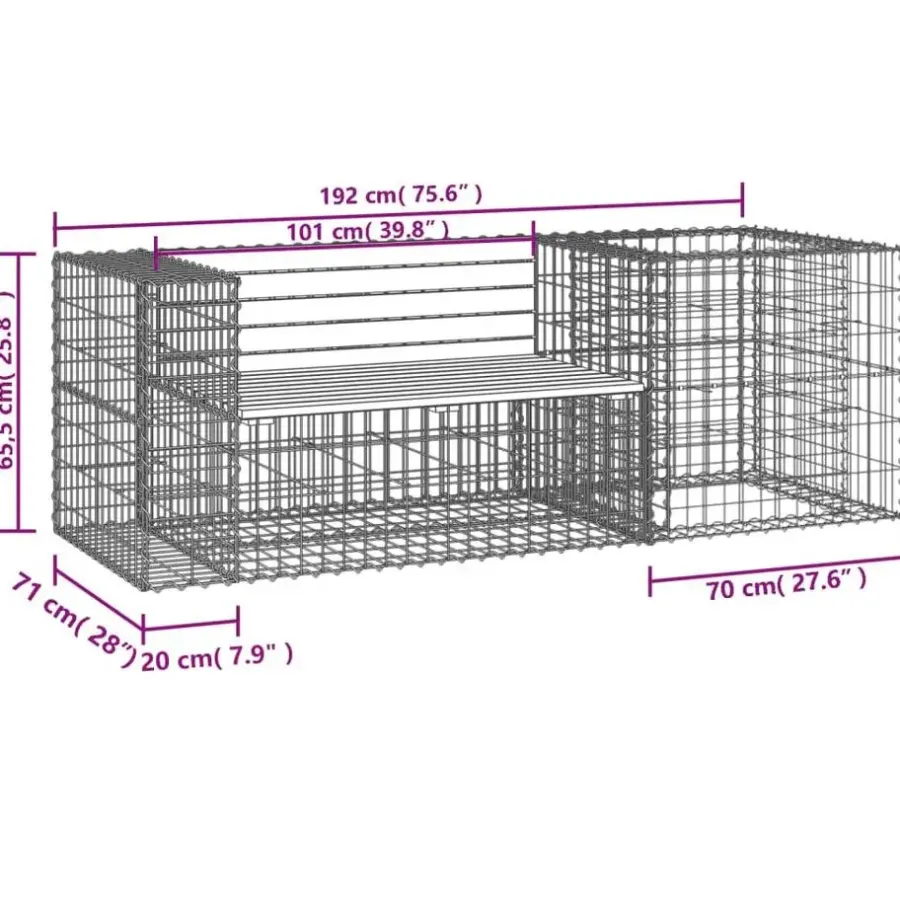 vidaXL - Tuinbank schanskorfontwerp - Geïmpregneerd grenenhout - 192x71x65,5 cm