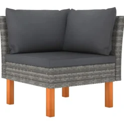 Loungebanken-vidaXL - Tuinbank 3-sits - Grijs - Rattan - Met kussens
