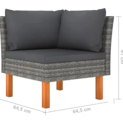 Loungebanken-vidaXL - Tuinbank 4-sits - Grijs - Poly rattan -Met kussens