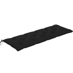 vidaXL - Tuinbank stapelbaar met zwart kussen - Teakhout - 159x57.5x90 cm