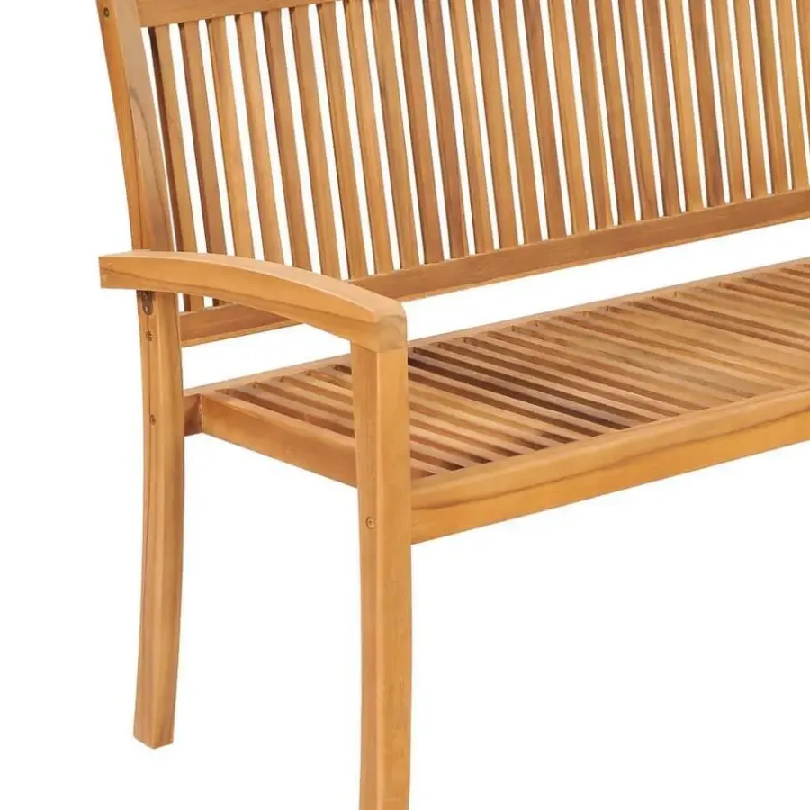 vidaXL - Tuinbank stapelbaar met zwart kussen - Teakhout - 159x57.5x90 cm