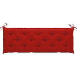 vidaXL - Tuinbank stapelbaar met rood kussen - Teakhout - 159x57.5x90 cm
