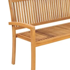 vidaXL - Tuinbank stapelbaar met crème kussen - Teakhout - 159x57.5x90 cm