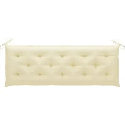 vidaXL - Tuinbank stapelbaar met crème kussen - Teakhout - 159x57.5x90 cm