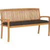 vidaXL - Tuinbank stapelbaar met taupe kussen - Teakhout - 159x57.5x90 cm