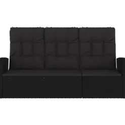 Loungebanken-vidaXL - Tuinbank Verstelbare met kussens - Zwart - poly rattan - 173x62x95 cm
