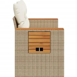 Loungebanken-vidaXL - Tuinbank 2-zits - Beige - Poly rattan - Met kussens