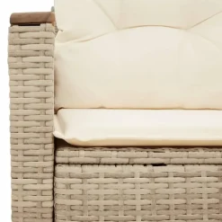 Loungebanken-vidaXL - Tuinbank 2-zits - Beige - Poly rattan - Met kussens