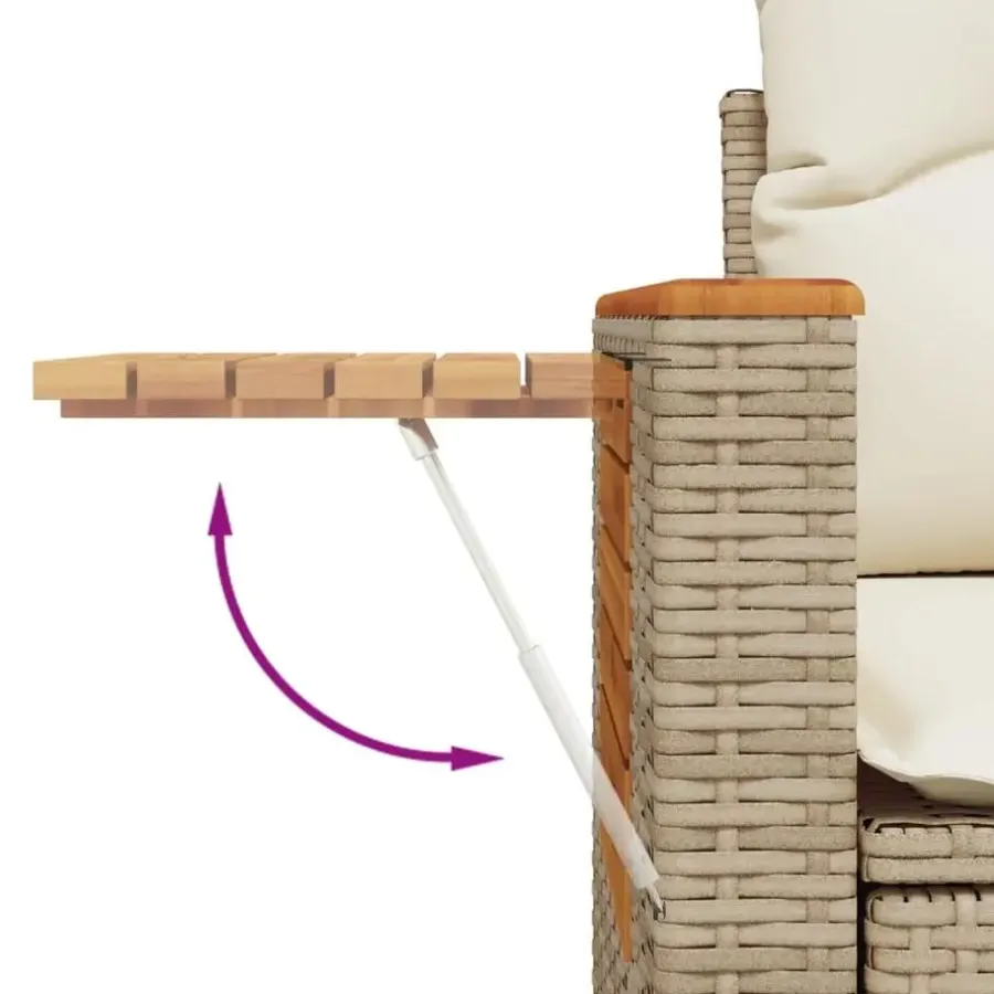 Loungebanken-vidaXL - Tuinbank 2-zits - Beige - Poly rattan - Met kussens