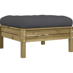vidaXL - Tuinbank 2-zits - Bruin - Hout - Met kussens en voetenbank