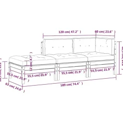 vidaXL - Tuinbank 2-zits - Bruin - Hout - Met kussens en voetenbank