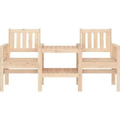 vidaXL - Tuinbank 2-zits - Bruin - Grenenhout - Met tafel