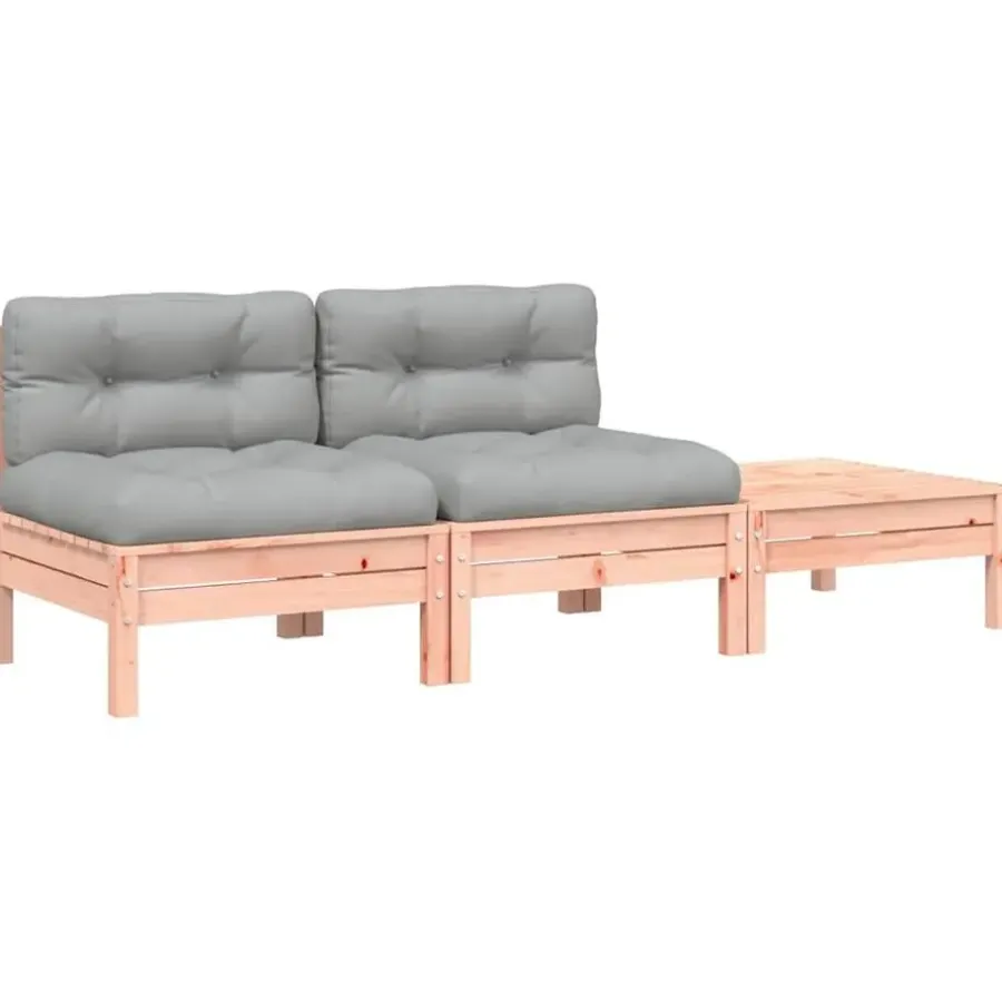 Loungebanken-vidaXL - Tuinbank 2-zits - Bruin - Hout - Met kussens en voetenbank